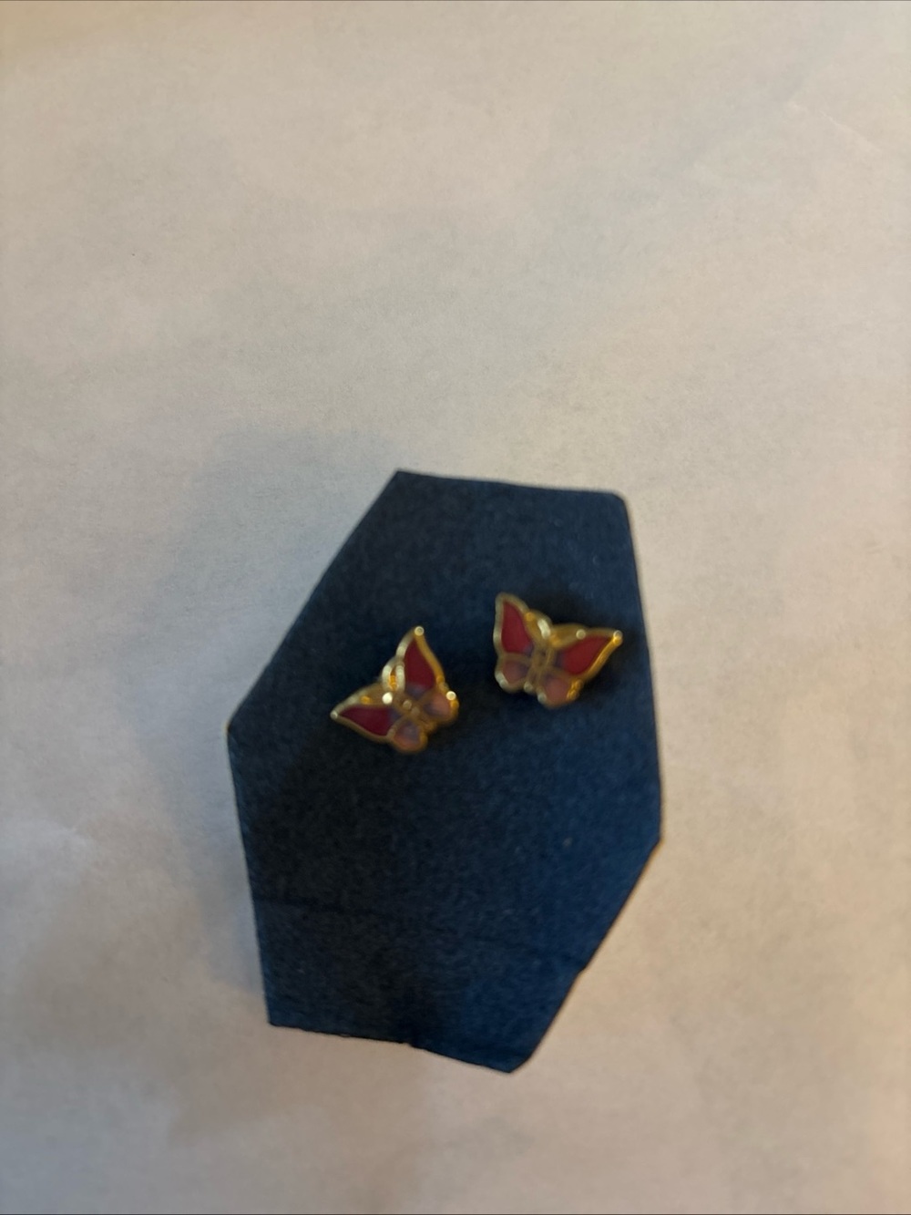 Gold-Tone Pink Butterfly Stud Earrings - Elegant Enamel Accent